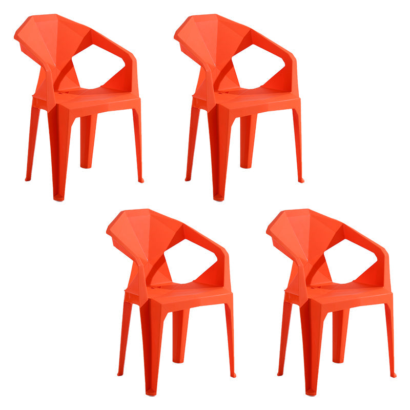 Modern Style Plastic Dining Chair Stackable Dining Arm Side Chair for Kitchen Orange 4 Piece Set Clearhalo ' kitchen&dining_furn' 'Dining Chairs' 'Dining Tables & Seating' 'dining_chair' 'furn' 'furn_dining_chair' 'Furniture' 'furniture_dining_chair' 'Kitchen & Dining Furniture' 'kitchen' 4160381