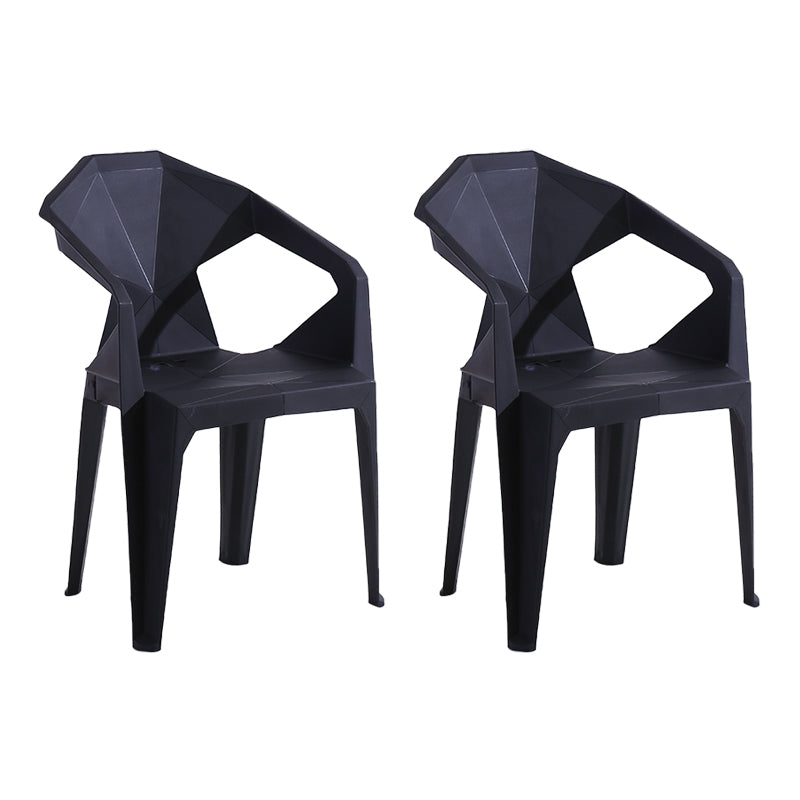 Modern Style Plastic Dining Chair Stackable Dining Arm Side Chair for Kitchen Black 2 Piece Set Clearhalo ' kitchen&dining_furn' 'Dining Chairs' 'Dining Tables & Seating' 'dining_chair' 'furn' 'furn_dining_chair' 'Furniture' 'furniture_dining_chair' 'Kitchen & Dining Furniture' 'kitchen' 4160394