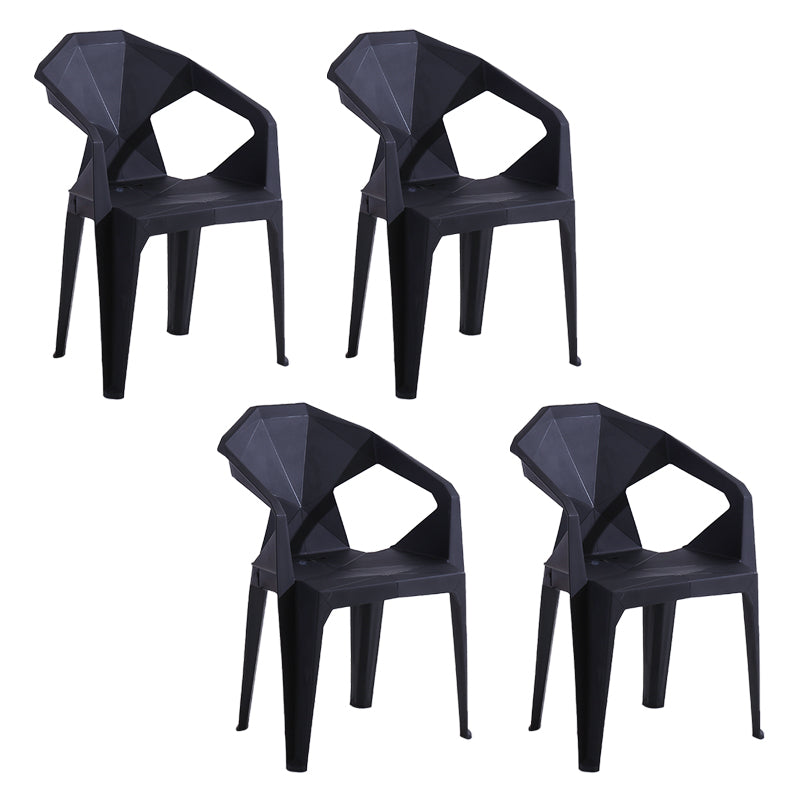 Modern Style Plastic Dining Chair Stackable Dining Arm Side Chair for Kitchen Black 4 Piece Set Clearhalo ' kitchen&dining_furn' 'Dining Chairs' 'Dining Tables & Seating' 'dining_chair' 'furn' 'furn_dining_chair' 'Furniture' 'furniture_dining_chair' 'Kitchen & Dining Furniture' 'kitchen' 4160395