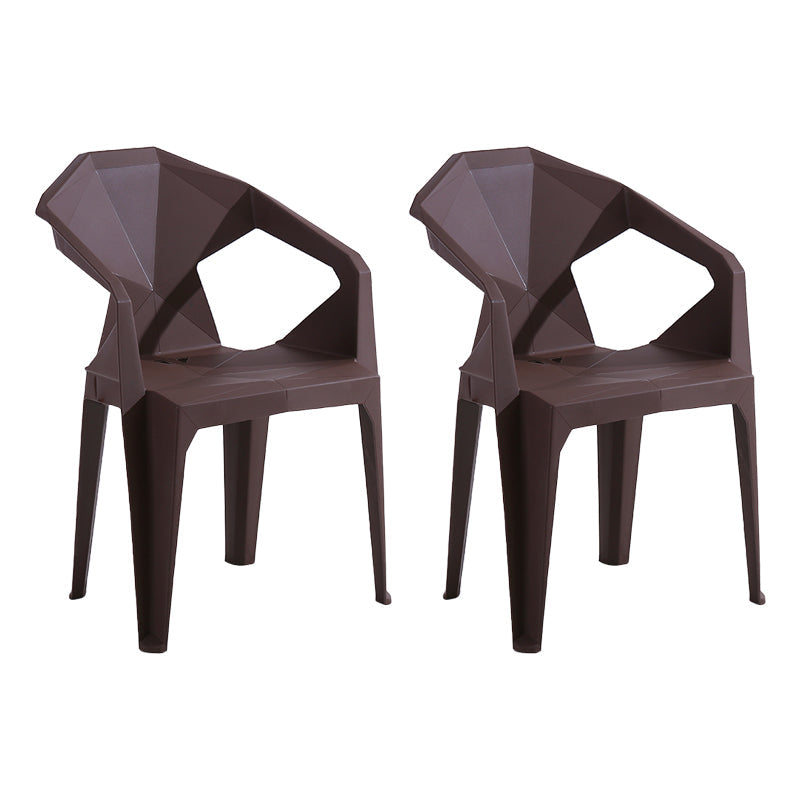 Modern Style Plastic Dining Chair Stackable Dining Arm Side Chair for Kitchen Dark Coffee 2 Piece Set Clearhalo ' kitchen&dining_furn' 'Dining Chairs' 'Dining Tables & Seating' 'dining_chair' 'furn' 'furn_dining_chair' 'Furniture' 'furniture_dining_chair' 'Kitchen & Dining Furniture' 'kitchen' 4160398