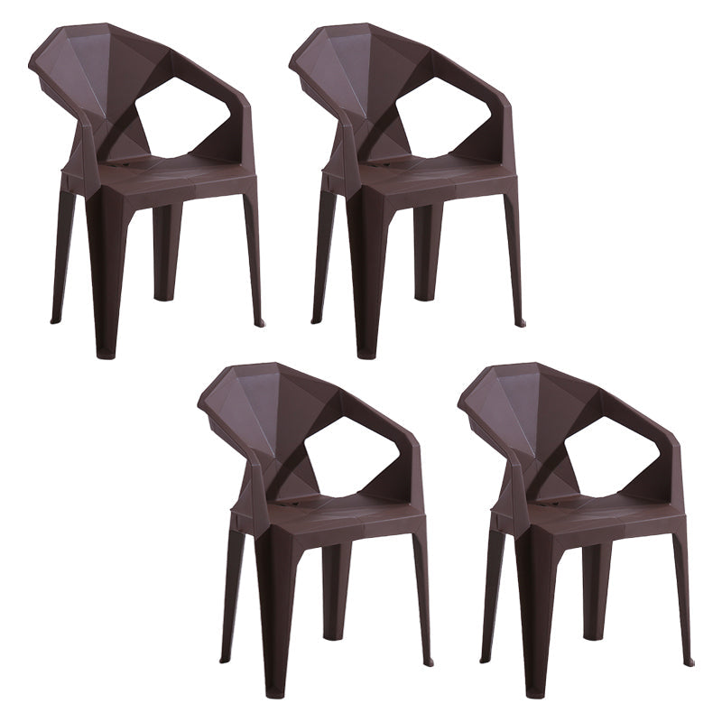 Modern Style Plastic Dining Chair Stackable Dining Arm Side Chair for Kitchen Dark Coffee 4 Piece Set Clearhalo ' kitchen&dining_furn' 'Dining Chairs' 'Dining Tables & Seating' 'dining_chair' 'furn' 'furn_dining_chair' 'Furniture' 'furniture_dining_chair' 'Kitchen & Dining Furniture' 'kitchen' 4160399