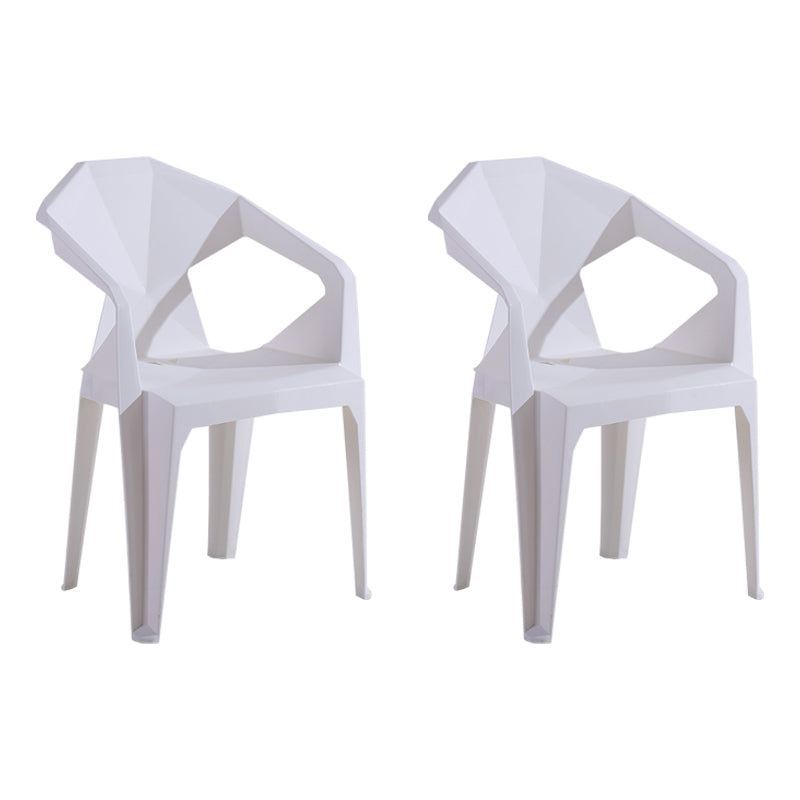 Modern Style Plastic Dining Chair Stackable Dining Arm Side Chair for Kitchen White 2 Piece Set Clearhalo ' kitchen&dining_furn' 'Dining Chairs' 'Dining Tables & Seating' 'dining_chair' 'furn' 'furn_dining_chair' 'Furniture' 'furniture_dining_chair' 'Kitchen & Dining Furniture' 'kitchen' 4160400