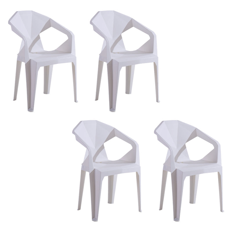 Modern Style Plastic Dining Chair Stackable Dining Arm Side Chair for Kitchen White 4 Piece Set Clearhalo ' kitchen&dining_furn' 'Dining Chairs' 'Dining Tables & Seating' 'dining_chair' 'furn' 'furn_dining_chair' 'Furniture' 'furniture_dining_chair' 'Kitchen & Dining Furniture' 'kitchen' 4160401