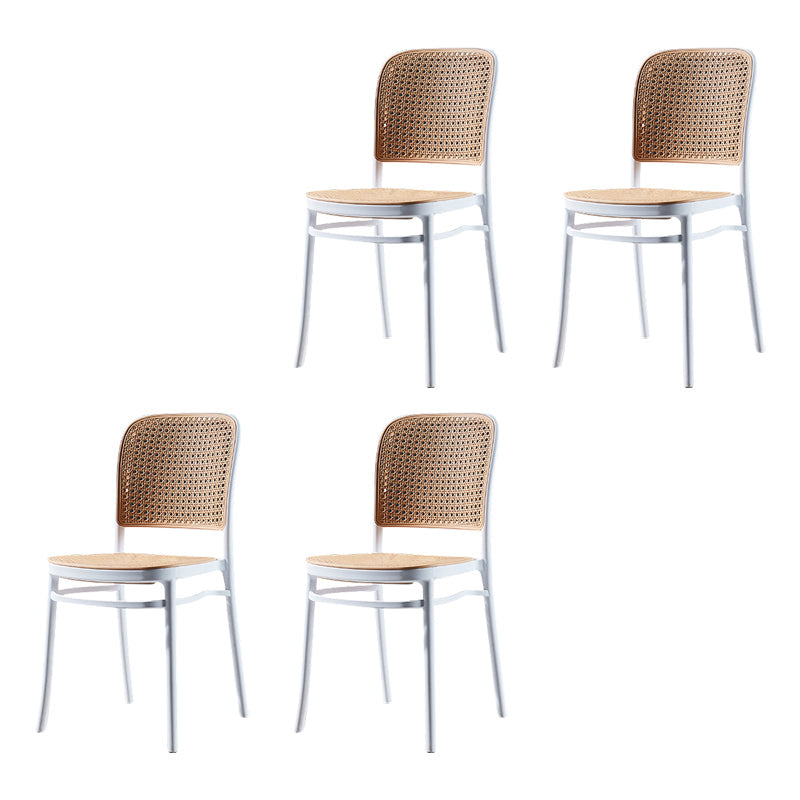 Modern Style Dining Chair Plastic Dining Armless Side Chair for Kitchen White 4 Piece Set Clearhalo ' kitchen&dining_furn' 'Dining Chairs' 'Dining Tables & Seating' 'dining_chair' 'furn' 'furn_dining_chair' 'Furniture' 'furniture_dining_chair' 'Kitchen & Dining Furniture' 'kitchen' 4160413