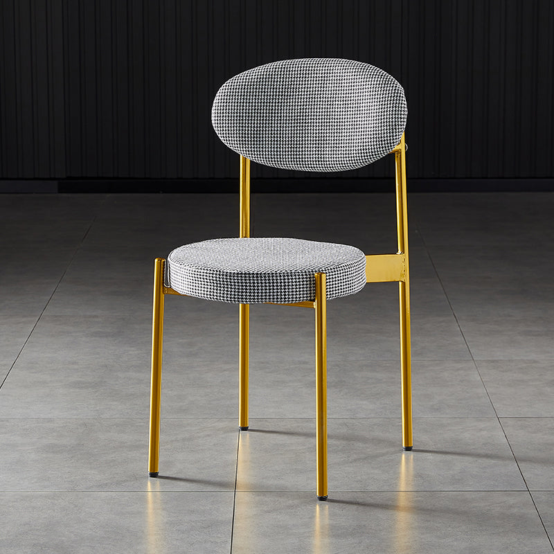 Glam Style Kitchen Dining Chair Metal Dining Armless Side Chairs Gray-Gold 1 Piece Clearhalo ' kitchen&dining_furn' 'Dining Chairs' 'Dining Tables & Seating' 'dining_chair' 'furn' 'furn_dining_chair' 'Furniture' 'furniture_dining_chair' 'Kitchen & Dining Furniture' 'kitchen' 4160423