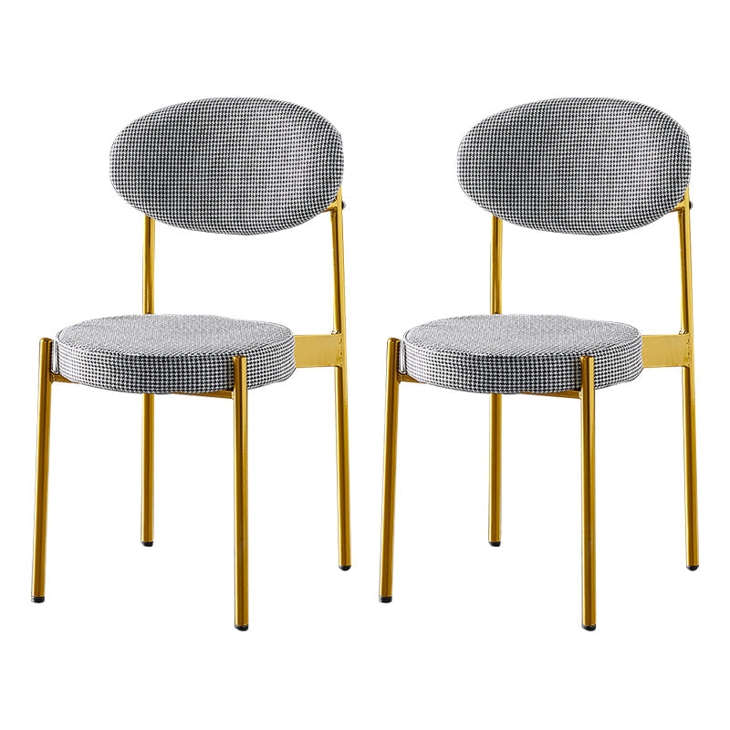 Glam Style Kitchen Dining Chair Metal Dining Armless Side Chairs Gray-Gold 2 Piece Set Clearhalo ' kitchen&dining_furn' 'Dining Chairs' 'Dining Tables & Seating' 'dining_chair' 'furn' 'furn_dining_chair' 'Furniture' 'furniture_dining_chair' 'Kitchen & Dining Furniture' 'kitchen' 4160425