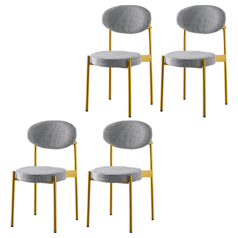 Glam Style Kitchen Dining Chair Metal Dining Armless Side Chairs Gray-Gold 4 Piece Set Clearhalo ' kitchen&dining_furn' 'Dining Chairs' 'Dining Tables & Seating' 'dining_chair' 'furn' 'furn_dining_chair' 'Furniture' 'furniture_dining_chair' 'Kitchen & Dining Furniture' 'kitchen' 4160426