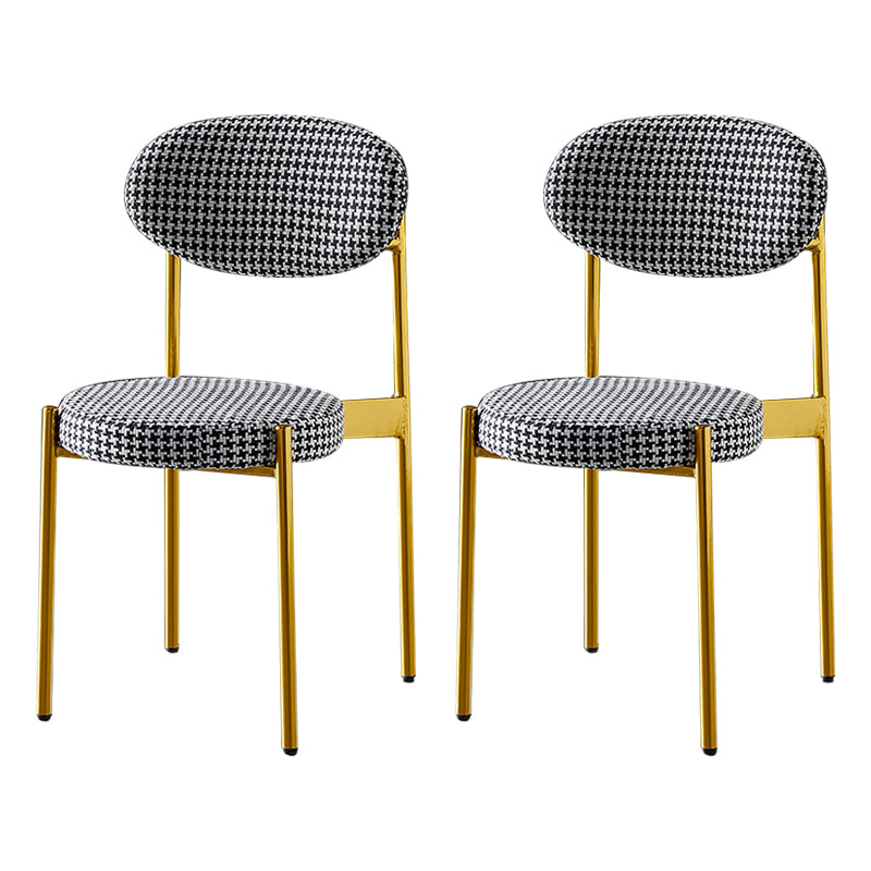 Glam Style Kitchen Dining Chair Metal Dining Armless Side Chairs Black-Gold 2 Piece Set Clearhalo ' kitchen&dining_furn' 'Dining Chairs' 'Dining Tables & Seating' 'dining_chair' 'furn' 'furn_dining_chair' 'Furniture' 'furniture_dining_chair' 'Kitchen & Dining Furniture' 'kitchen' 4160431