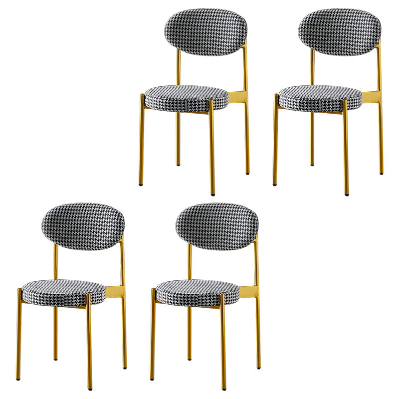 Glam Style Kitchen Dining Chair Metal Dining Armless Side Chairs Black-Gold 4 Piece Set Clearhalo ' kitchen&dining_furn' 'Dining Chairs' 'Dining Tables & Seating' 'dining_chair' 'furn' 'furn_dining_chair' 'Furniture' 'furniture_dining_chair' 'Kitchen & Dining Furniture' 'kitchen' 4160433