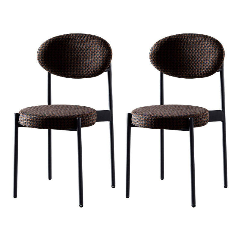 Glam Style Kitchen Dining Chair Metal Dining Armless Side Chairs Black-Brown 2 Piece Set Clearhalo ' kitchen&dining_furn' 'Dining Chairs' 'Dining Tables & Seating' 'dining_chair' 'furn' 'furn_dining_chair' 'Furniture' 'furniture_dining_chair' 'Kitchen & Dining Furniture' 'kitchen' 4160442