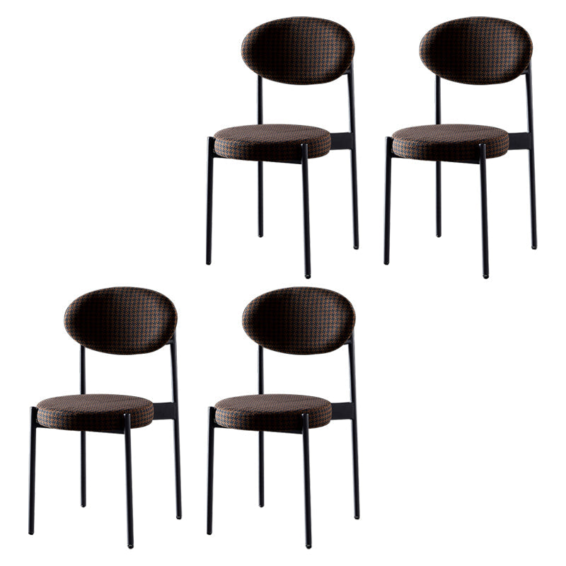 Glam Style Kitchen Dining Chair Metal Dining Armless Side Chairs Black-Brown 4 Piece Set Clearhalo ' kitchen&dining_furn' 'Dining Chairs' 'Dining Tables & Seating' 'dining_chair' 'furn' 'furn_dining_chair' 'Furniture' 'furniture_dining_chair' 'Kitchen & Dining Furniture' 'kitchen' 4160445