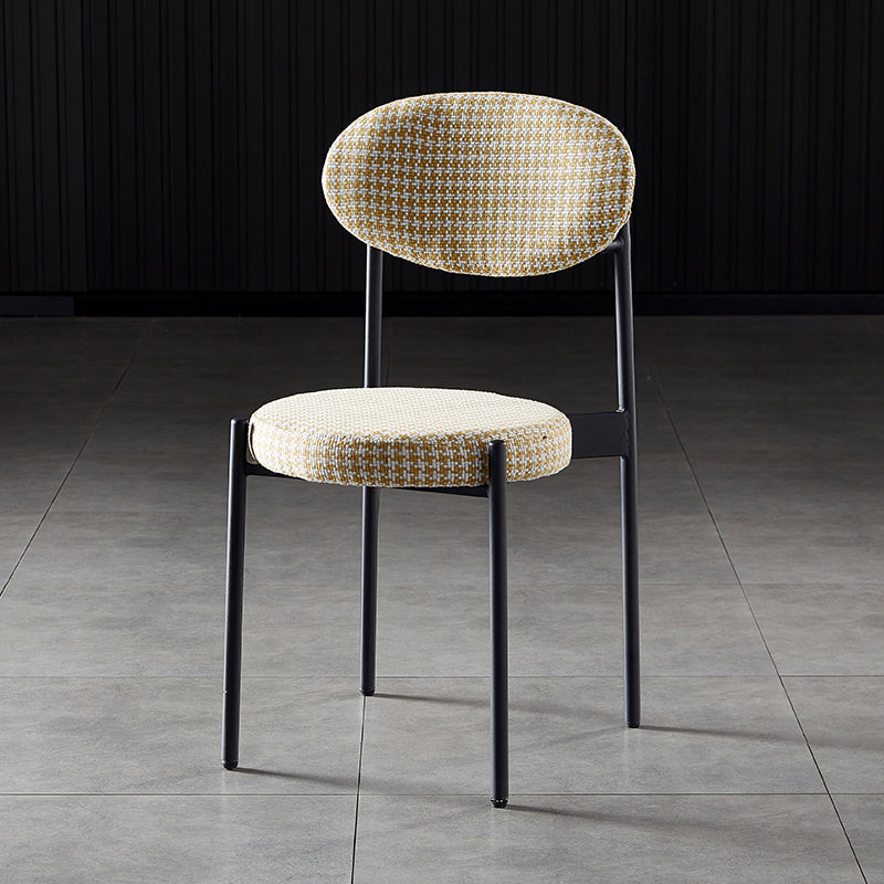 Glam Style Kitchen Dining Chair Metal Dining Armless Side Chairs Black-Yellow 1 Piece Clearhalo ' kitchen&dining_furn' 'Dining Chairs' 'Dining Tables & Seating' 'dining_chair' 'furn' 'furn_dining_chair' 'Furniture' 'furniture_dining_chair' 'Kitchen & Dining Furniture' 'kitchen' 4160446