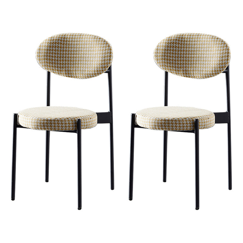 Glam Style Kitchen Dining Chair Metal Dining Armless Side Chairs Black-Yellow 2 Piece Set Clearhalo ' kitchen&dining_furn' 'Dining Chairs' 'Dining Tables & Seating' 'dining_chair' 'furn' 'furn_dining_chair' 'Furniture' 'furniture_dining_chair' 'Kitchen & Dining Furniture' 'kitchen' 4160448