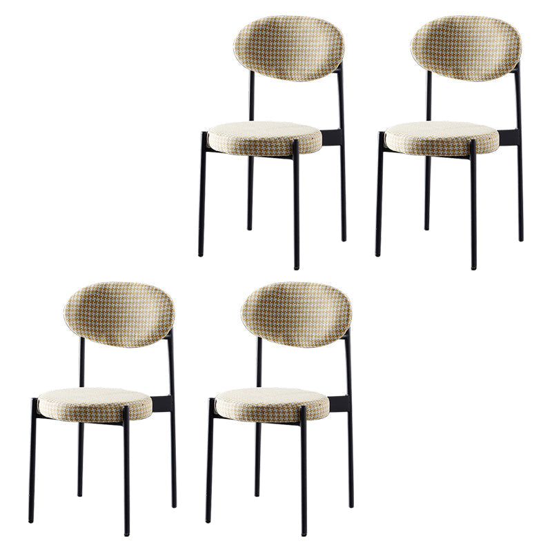 Glam Style Kitchen Dining Chair Metal Dining Armless Side Chairs Black-Yellow 4 Piece Set Clearhalo ' kitchen&dining_furn' 'Dining Chairs' 'Dining Tables & Seating' 'dining_chair' 'furn' 'furn_dining_chair' 'Furniture' 'furniture_dining_chair' 'Kitchen & Dining Furniture' 'kitchen' 4160449