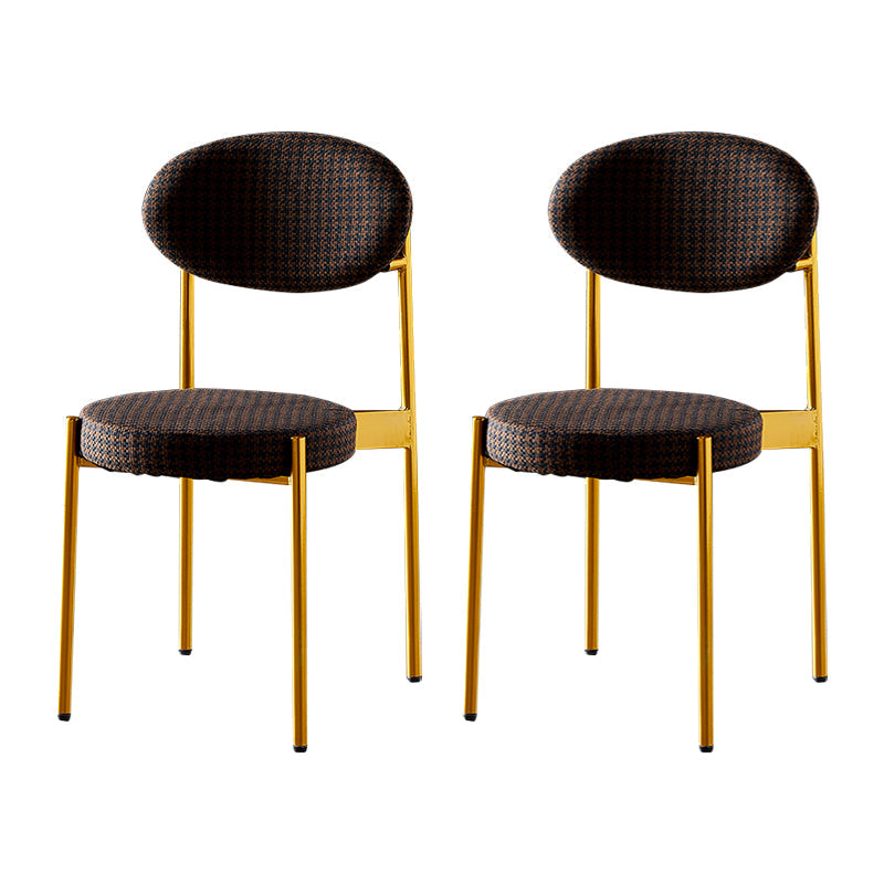 Glam Style Kitchen Dining Chair Metal Dining Armless Side Chairs Gold-Brown 2 Piece Set Clearhalo ' kitchen&dining_furn' 'Dining Chairs' 'Dining Tables & Seating' 'dining_chair' 'furn' 'furn_dining_chair' 'Furniture' 'furniture_dining_chair' 'Kitchen & Dining Furniture' 'kitchen' 4160451