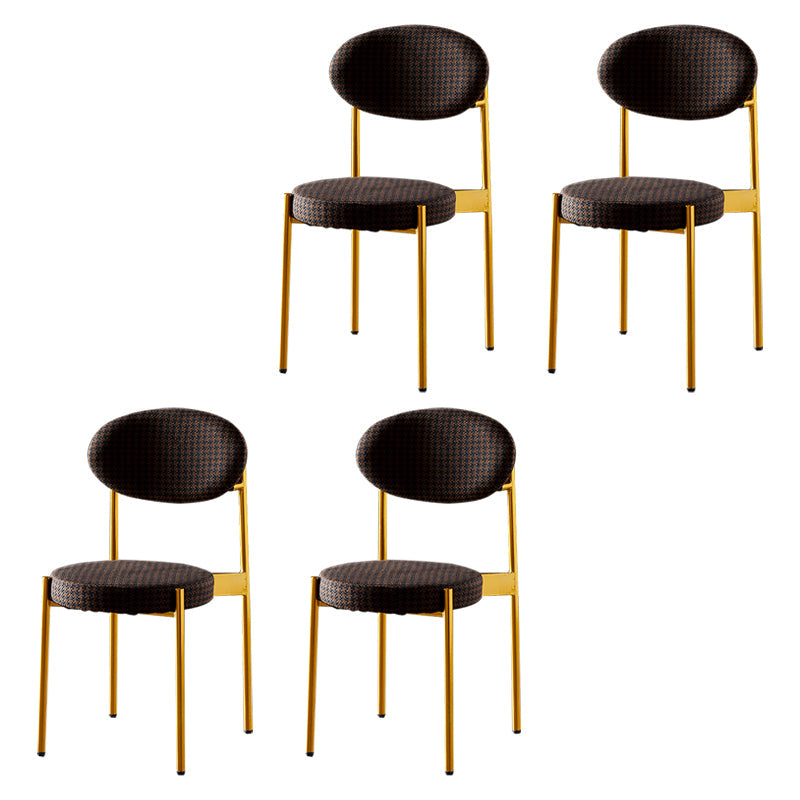 Glam Style Kitchen Dining Chair Metal Dining Armless Side Chairs Gold-Brown 4 Piece Set Clearhalo ' kitchen&dining_furn' 'Dining Chairs' 'Dining Tables & Seating' 'dining_chair' 'furn' 'furn_dining_chair' 'Furniture' 'furniture_dining_chair' 'Kitchen & Dining Furniture' 'kitchen' 4160452