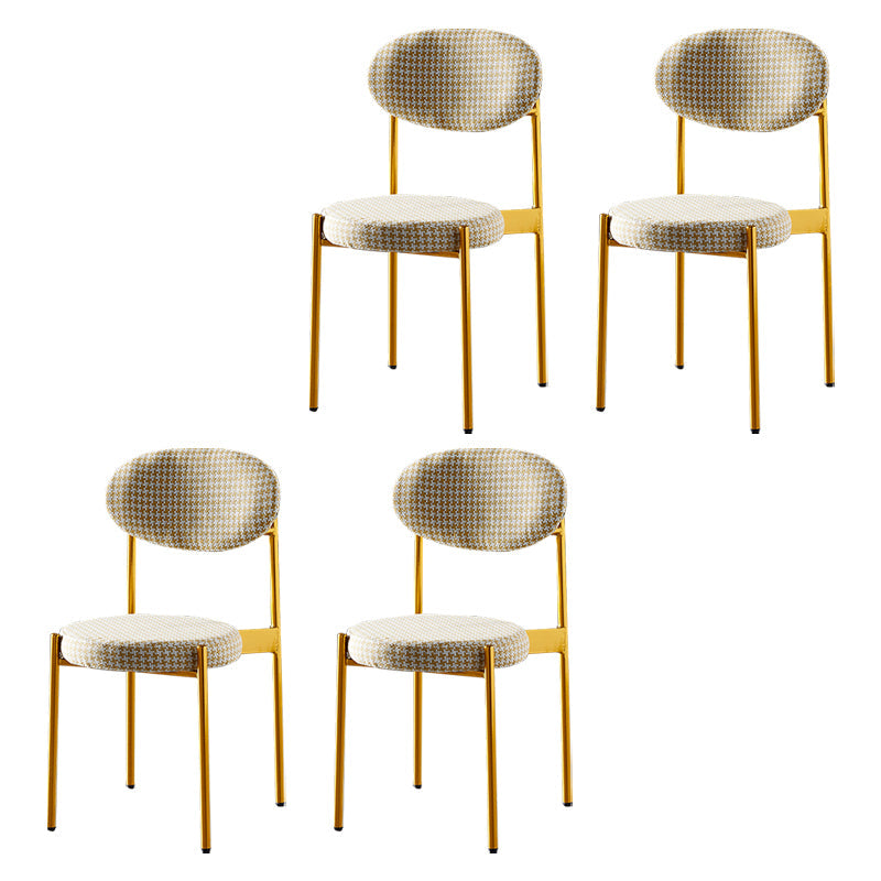 Glam Style Kitchen Dining Chair Metal Dining Armless Side Chairs Gold 4 Piece Set Clearhalo ' kitchen&dining_furn' 'Dining Chairs' 'Dining Tables & Seating' 'dining_chair' 'furn' 'furn_dining_chair' 'Furniture' 'furniture_dining_chair' 'Kitchen & Dining Furniture' 'kitchen' 4160458