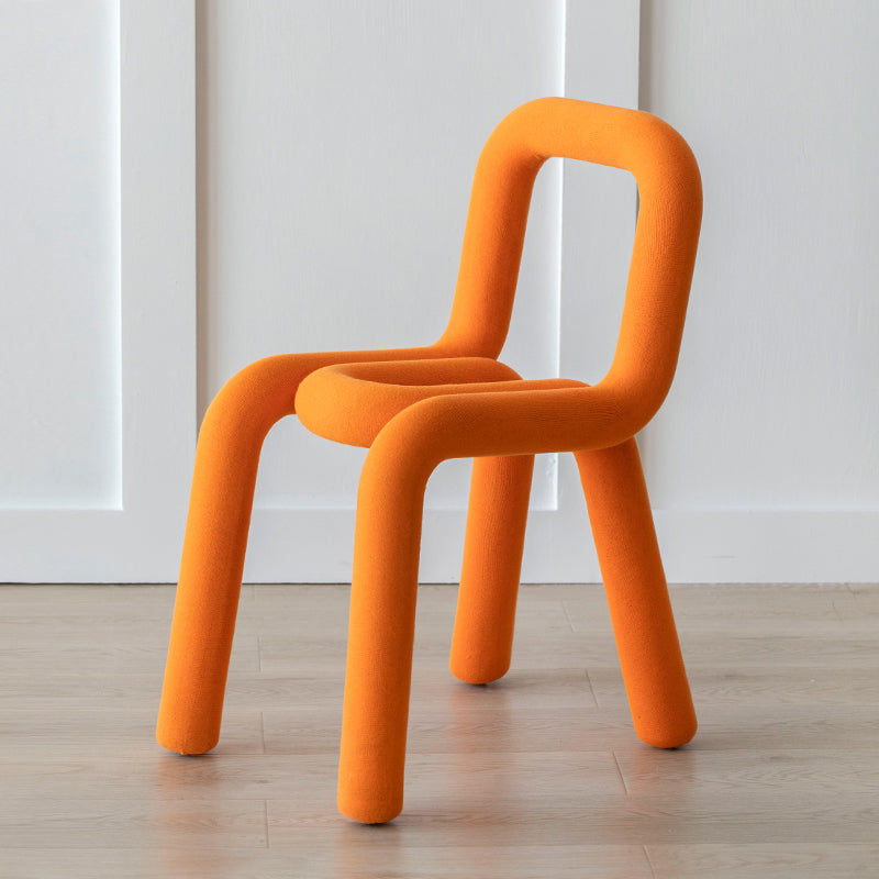 Contemporary Style Dining Room Chair Dining Armless Chair with Metal Legs Orange 1 Piece Clearhalo ' kitchen&dining_furn' 'Dining Chairs' 'Dining Tables & Seating' 'dining_chair' 'furn' 'furn_dining_chair' 'Furniture' 'furniture_dining_chair' 'Kitchen & Dining Furniture' 'kitchen' 4160462