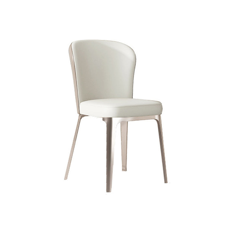 Glam Style Kitchen Dining Chair Metal Dining Armless Side Chair Off-White 1 Piece Clearhalo ' kitchen&dining_furn' 'Dining Chairs' 'Dining Tables & Seating' 'dining_chair' 'furn' 'furn_dining_chair' 'Furniture' 'furniture_dining_chair' 'Kitchen & Dining Furniture' 'kitchen' 4160481