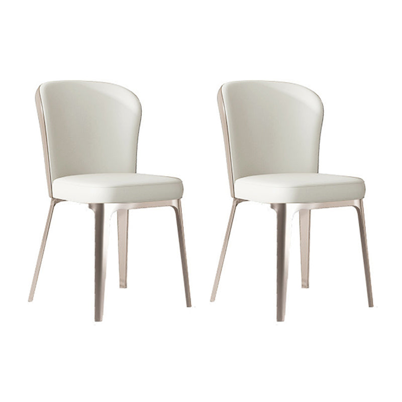 Glam Style Kitchen Dining Chair Metal Dining Armless Side Chair Off-White 2 Piece Set Clearhalo ' kitchen&dining_furn' 'Dining Chairs' 'Dining Tables & Seating' 'dining_chair' 'furn' 'furn_dining_chair' 'Furniture' 'furniture_dining_chair' 'Kitchen & Dining Furniture' 'kitchen' 4160482