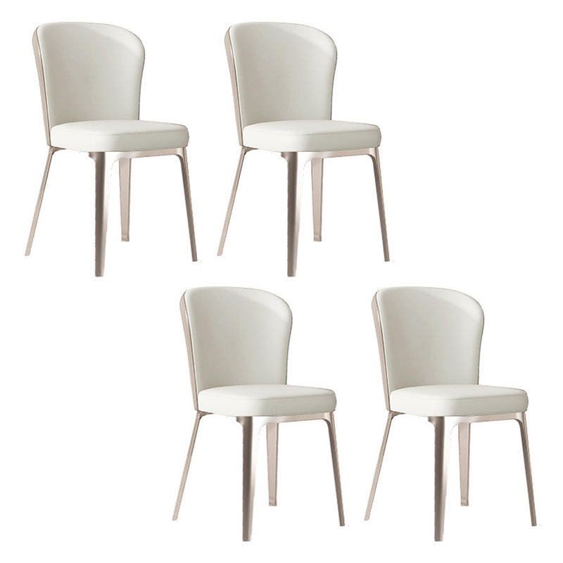 Glam Style Kitchen Dining Chair Metal Dining Armless Side Chair Off-White 4 Piece Set Clearhalo ' kitchen&dining_furn' 'Dining Chairs' 'Dining Tables & Seating' 'dining_chair' 'furn' 'furn_dining_chair' 'Furniture' 'furniture_dining_chair' 'Kitchen & Dining Furniture' 'kitchen' 4160484