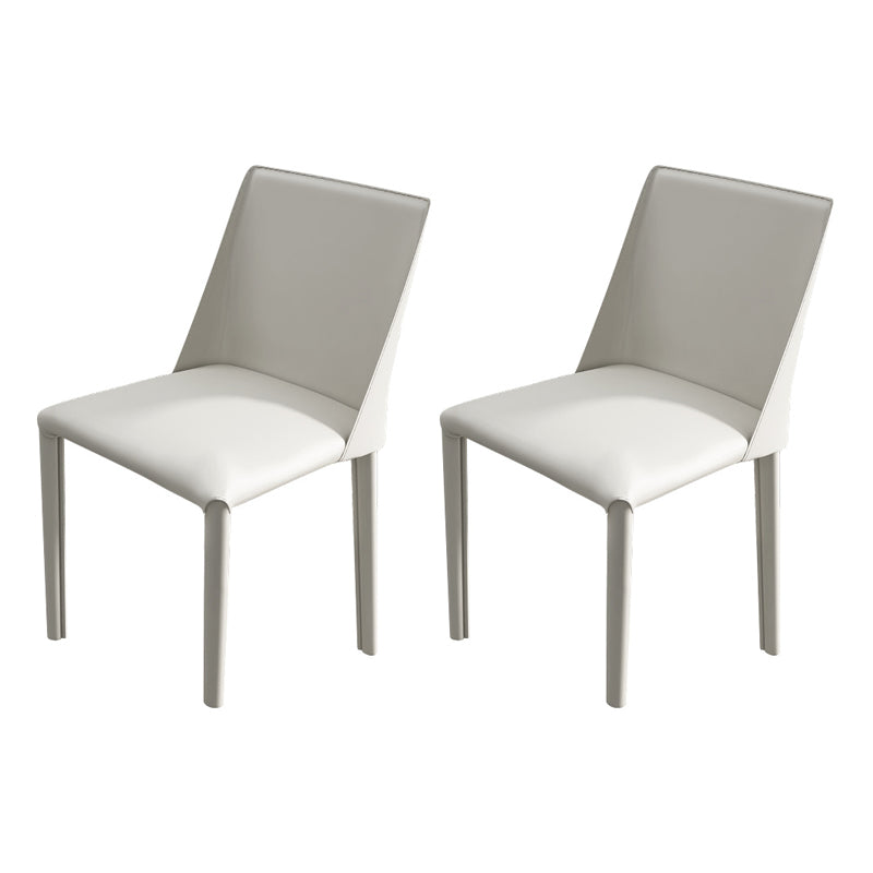 Contemporary Solid Back Dining Side Chairs Leather Dining Chairs for Kitchen (Set of 2) White Clearhalo ' kitchen&dining_furn' 'Dining Chairs' 'Dining Tables & Seating' 'dining_chair' 'furn' 'furn_dining_chair' 'Furniture' 'furniture_dining_chair' 'Kitchen & Dining Furniture' 'kitchen' 4160494