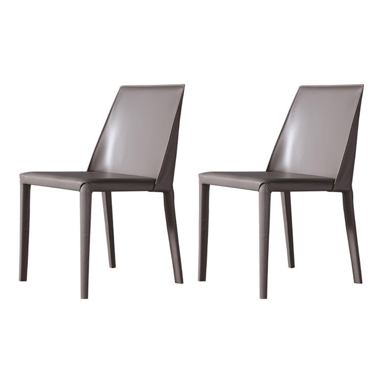 Contemporary Solid Back Dining Side Chairs Leather Dining Chairs for Kitchen (Set of 2) Grey Clearhalo ' kitchen&dining_furn' 'Dining Chairs' 'Dining Tables & Seating' 'dining_chair' 'furn' 'furn_dining_chair' 'Furniture' 'furniture_dining_chair' 'Kitchen & Dining Furniture' 'kitchen' 4160495
