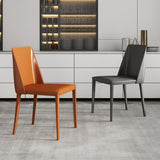 Contemporary Solid Back Dining Side Chairs Leather Dining Chairs for Kitchen (Set of 2) Clearhalo ' kitchen&dining_furn' 'Dining Chairs' 'Dining Tables & Seating' 'dining_chair' 'furn' 'furn_dining_chair' 'Furniture' 'furniture_dining_chair' 'Kitchen & Dining Furniture' 'kitchen' 4160496