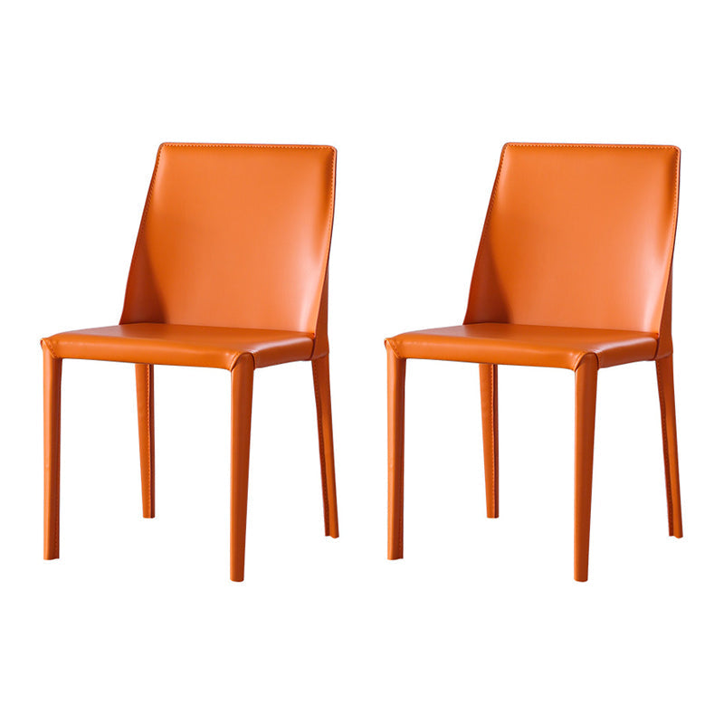 Contemporary Solid Back Dining Side Chairs Leather Dining Chairs for Kitchen (Set of 2) Orange Clearhalo ' kitchen&dining_furn' 'Dining Chairs' 'Dining Tables & Seating' 'dining_chair' 'furn' 'furn_dining_chair' 'Furniture' 'furniture_dining_chair' 'Kitchen & Dining Furniture' 'kitchen' 4160497