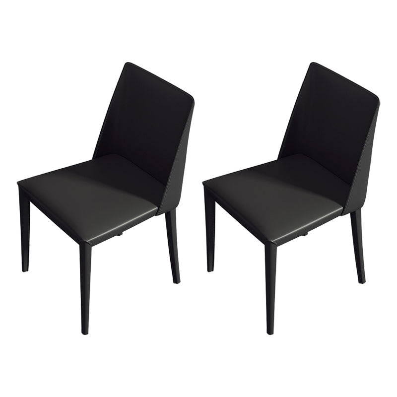 Contemporary Solid Back Dining Side Chairs Leather Dining Chairs for Kitchen (Set of 2) Black Clearhalo ' kitchen&dining_furn' 'Dining Chairs' 'Dining Tables & Seating' 'dining_chair' 'furn' 'furn_dining_chair' 'Furniture' 'furniture_dining_chair' 'Kitchen & Dining Furniture' 'kitchen' 4160499