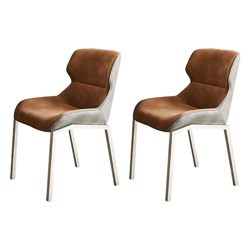 Contemporary Style Wingback Parsons Arm Chair Leather Dining Chairs for Home Use Orange 2 Piece Set Clearhalo ' kitchen&dining_furn' 'Dining Chairs' 'Dining Tables & Seating' 'dining_chair' 'furn' 'furn_dining_chair' 'Furniture' 'furniture_dining_chair' 'Kitchen & Dining Furniture' 'kitchen' 4160528