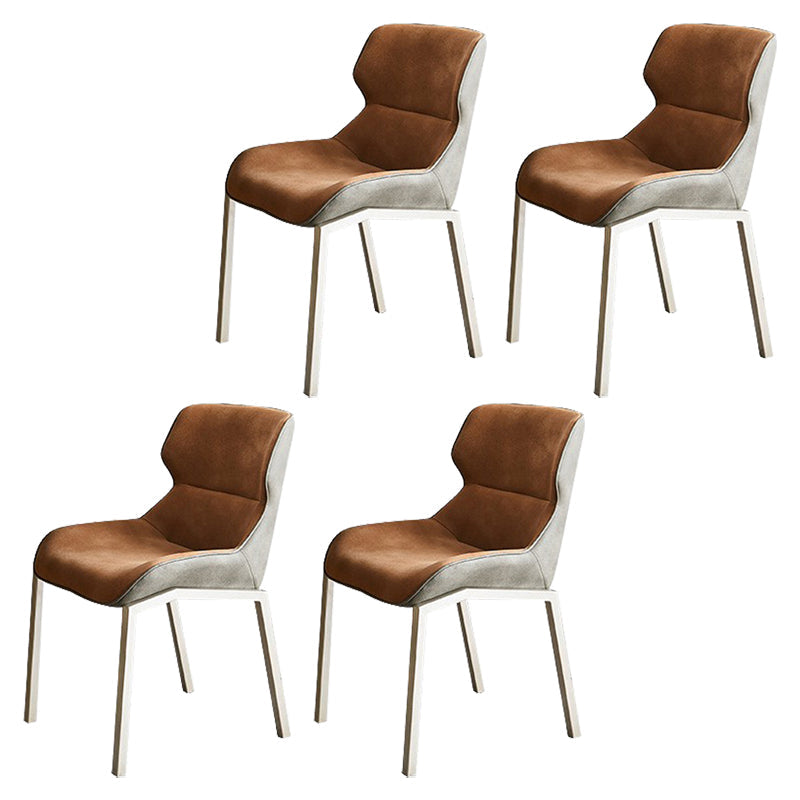 Contemporary Style Wingback Parsons Arm Chair Leather Dining Chairs for Home Use Orange 4 Piece Set Clearhalo ' kitchen&dining_furn' 'Dining Chairs' 'Dining Tables & Seating' 'dining_chair' 'furn' 'furn_dining_chair' 'Furniture' 'furniture_dining_chair' 'Kitchen & Dining Furniture' 'kitchen' 4160529