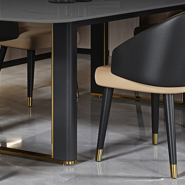 Traditional Luxury Dining Table Rectangle Sintered Stone Dining Table with Sled Base Clearhalo ' dining_table' 'Dining Tables & Seating' 'Dining Tables' 'furn' 'furn_dining_table' 'Furniture' 'furniture_dining_table' 'Kitchen & Dining Furniture' 'kitchen&dining_furn' 'kitchen' 'kitchen_dining_table' 4162693