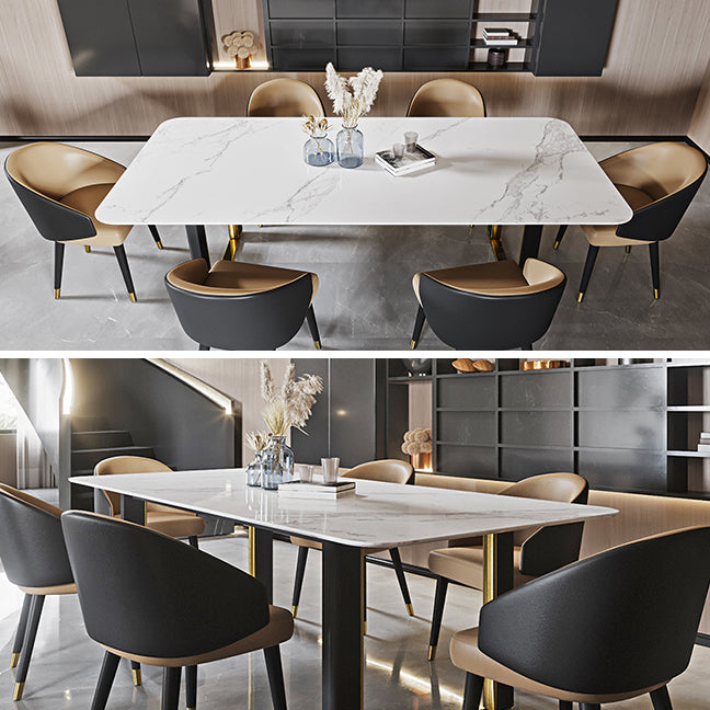 Traditional Luxury Dining Table Rectangle Sintered Stone Dining Table with Sled Base Clearhalo ' dining_table' 'Dining Tables & Seating' 'Dining Tables' 'furn' 'furn_dining_table' 'Furniture' 'furniture_dining_table' 'Kitchen & Dining Furniture' 'kitchen&dining_furn' 'kitchen' 'kitchen_dining_table' 4162696