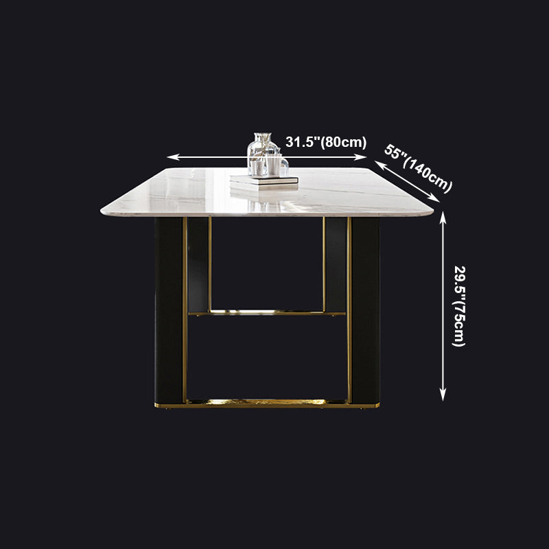 Traditional Luxury Dining Table Rectangle Sintered Stone Dining Table with Sled Base Clearhalo ' dining_table' 'Dining Tables & Seating' 'Dining Tables' 'furn' 'furn_dining_table' 'Furniture' 'furniture_dining_table' 'Kitchen & Dining Furniture' 'kitchen&dining_furn' 'kitchen' 'kitchen_dining_table' 4162697