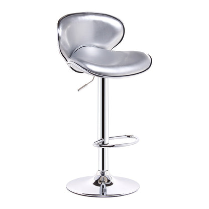 Lift and Rotate Height Stool Modern Indoor Leather Bar Stool Silver Gray 1 Piece Clearhalo 'Bar Furniture' 'Bar Stools' 'bar_stools' 'furniture_bar_stools' 'Kitchen & Dining Furniture' 'kitchen&dining_furn' 'kitchen' 'kitchen_furn' Furniture' 4182120