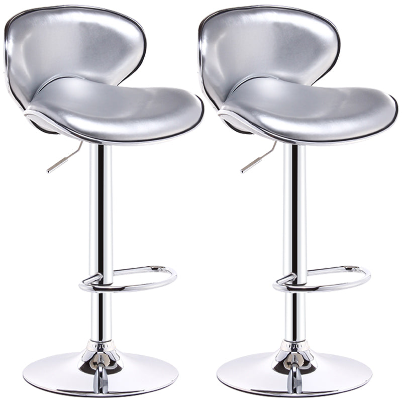 Lift and Rotate Height Stool Modern Indoor Leather Bar Stool Silver Gray Set of 2 Clearhalo 'Bar Furniture' 'Bar Stools' 'bar_stools' 'furniture_bar_stools' 'Kitchen & Dining Furniture' 'kitchen&dining_furn' 'kitchen' 'kitchen_furn' Furniture' 4182121