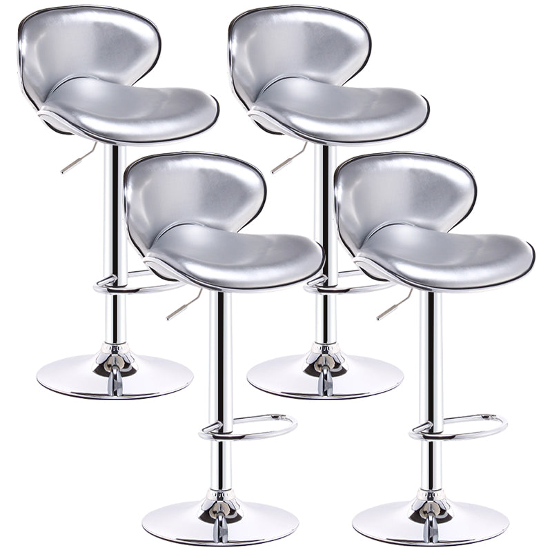 Lift and Rotate Height Stool Modern Indoor Leather Bar Stool Silver Gray Set of 4 Clearhalo 'Bar Furniture' 'Bar Stools' 'bar_stools' 'furniture_bar_stools' 'Kitchen & Dining Furniture' 'kitchen&dining_furn' 'kitchen' 'kitchen_furn' Furniture' 4182124