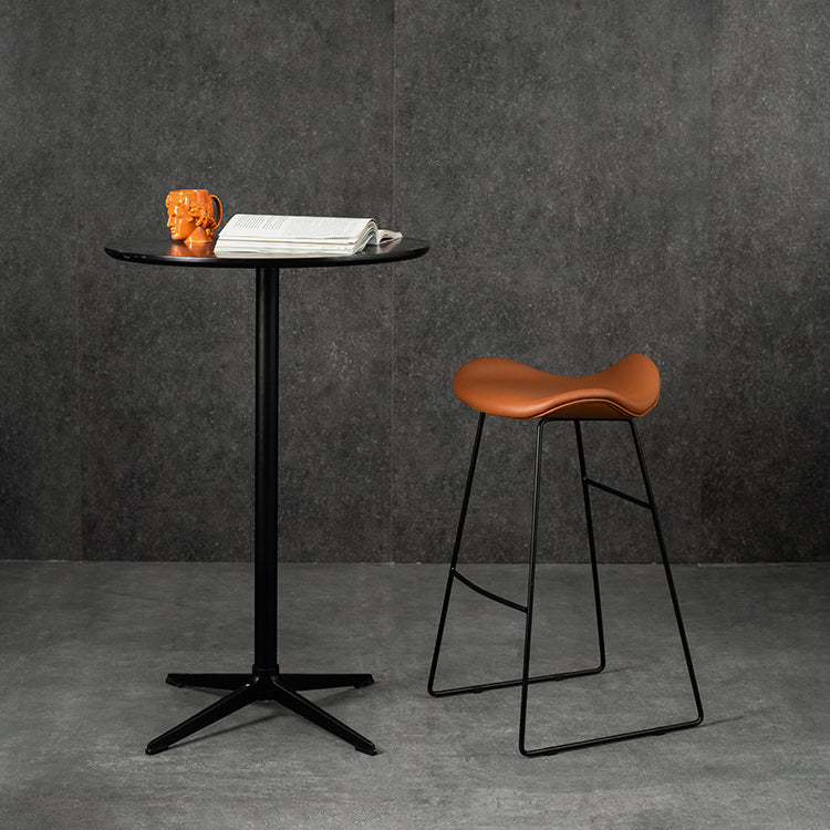 Black Iron Backless Quilted Barstool Industrial Indoor Tall Stool with Leather Seat Clearhalo 'Bar Furniture' 'Bar Stools' 'bar_stools' 'furniture_bar_stools' 'Kitchen & Dining Furniture' 'kitchen&dining_furn' 'kitchen' 'kitchen_furn' Furniture' 4182168