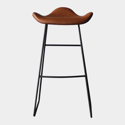 Black Iron Backless Quilted Barstool Industrial Indoor Tall Stool with Leather Seat Dark Brown 1 Piece Clearhalo 'Bar Furniture' 'Bar Stools' 'bar_stools' 'furniture_bar_stools' 'Kitchen & Dining Furniture' 'kitchen&dining_furn' 'kitchen' 'kitchen_furn' Furniture' 4182169