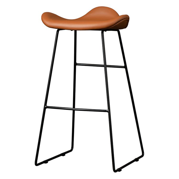 Black Iron Backless Quilted Barstool Industrial Indoor Tall Stool with Leather Seat Clearhalo 'Bar Furniture' 'Bar Stools' 'bar_stools' 'furniture_bar_stools' 'Kitchen & Dining Furniture' 'kitchen&dining_furn' 'kitchen' 'kitchen_furn' Furniture' 4182171