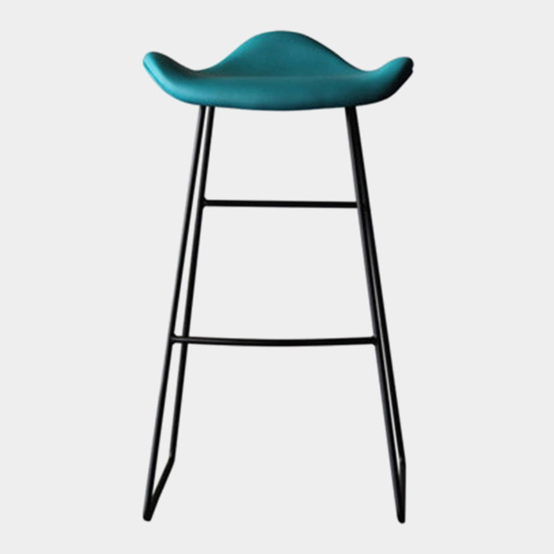 Black Iron Backless Quilted Barstool Industrial Indoor Tall Stool with Leather Seat Blue 1 Piece Clearhalo 'Bar Furniture' 'Bar Stools' 'bar_stools' 'furniture_bar_stools' 'Kitchen & Dining Furniture' 'kitchen&dining_furn' 'kitchen' 'kitchen_furn' Furniture' 4182176