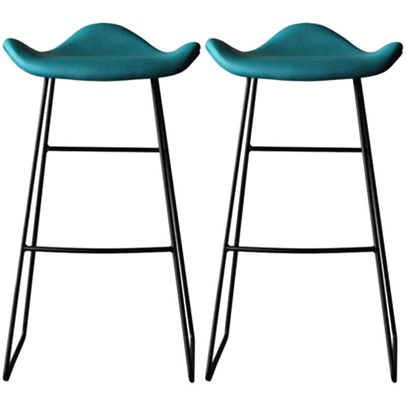 Black Iron Backless Quilted Barstool Industrial Indoor Tall Stool with Leather Seat Blue Set of 2 Clearhalo 'Bar Furniture' 'Bar Stools' 'bar_stools' 'furniture_bar_stools' 'Kitchen & Dining Furniture' 'kitchen&dining_furn' 'kitchen' 'kitchen_furn' Furniture' 4182178