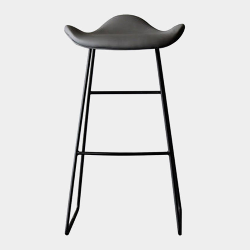 Black Iron Backless Quilted Barstool Industrial Indoor Tall Stool with Leather Seat Grey 1 Piece Clearhalo 'Bar Furniture' 'Bar Stools' 'bar_stools' 'furniture_bar_stools' 'Kitchen & Dining Furniture' 'kitchen&dining_furn' 'kitchen' 'kitchen_furn' Furniture' 4182181