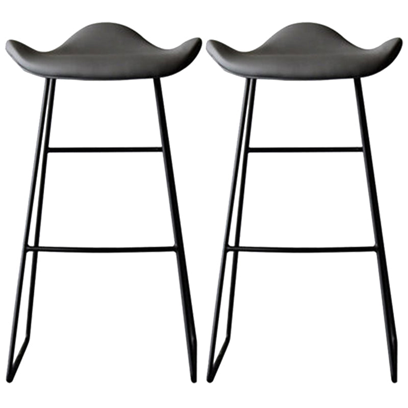 Black Iron Backless Quilted Barstool Industrial Indoor Tall Stool with Leather Seat Grey Set of 2 Clearhalo 'Bar Furniture' 'Bar Stools' 'bar_stools' 'furniture_bar_stools' 'Kitchen & Dining Furniture' 'kitchen&dining_furn' 'kitchen' 'kitchen_furn' Furniture' 4182183