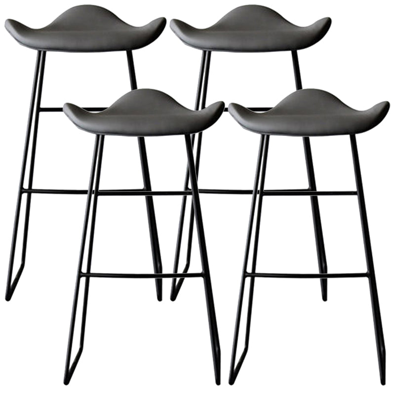 Black Iron Backless Quilted Barstool Industrial Indoor Tall Stool with Leather Seat Grey Set of 4 Clearhalo 'Bar Furniture' 'Bar Stools' 'bar_stools' 'furniture_bar_stools' 'Kitchen & Dining Furniture' 'kitchen&dining_furn' 'kitchen' 'kitchen_furn' Furniture' 4182184