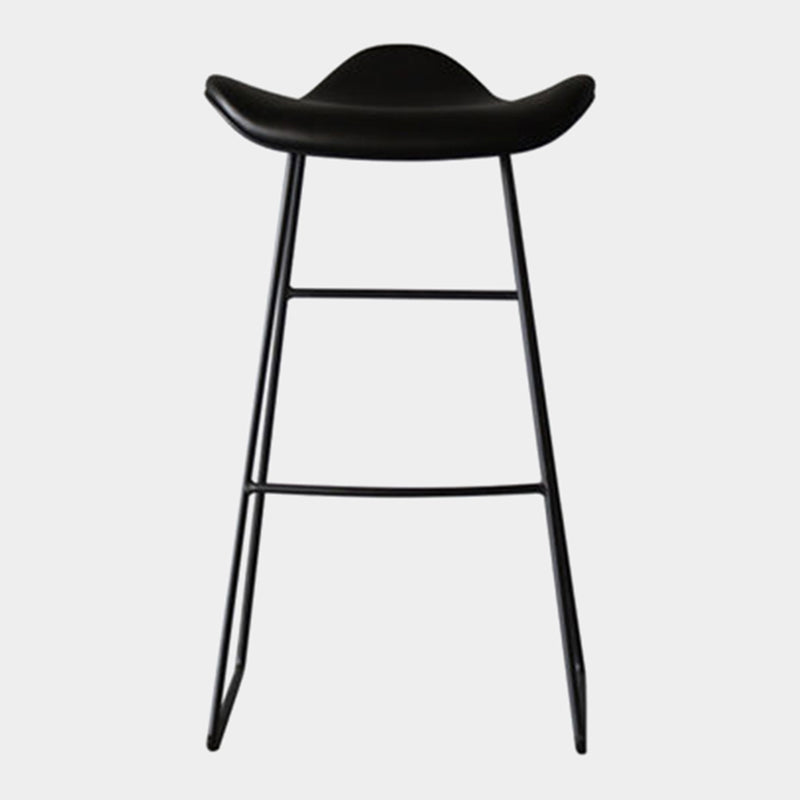 Black Iron Backless Quilted Barstool Industrial Indoor Tall Stool with Leather Seat Black 1 Piece Clearhalo 'Bar Furniture' 'Bar Stools' 'bar_stools' 'furniture_bar_stools' 'Kitchen & Dining Furniture' 'kitchen&dining_furn' 'kitchen' 'kitchen_furn' Furniture' 4182188