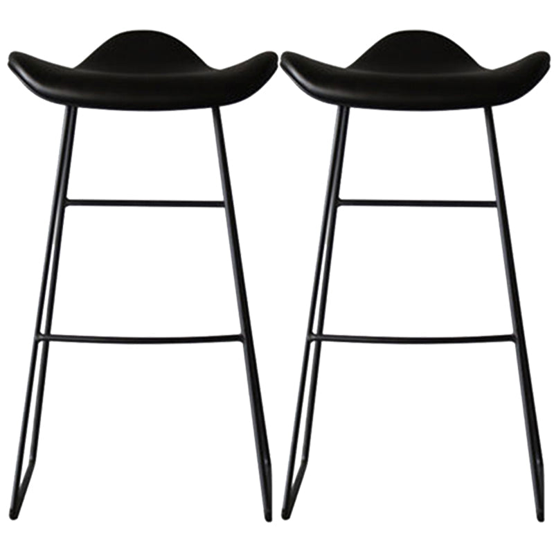 Black Iron Backless Quilted Barstool Industrial Indoor Tall Stool with Leather Seat Black Set of 2 Clearhalo 'Bar Furniture' 'Bar Stools' 'bar_stools' 'furniture_bar_stools' 'Kitchen & Dining Furniture' 'kitchen&dining_furn' 'kitchen' 'kitchen_furn' Furniture' 4182189