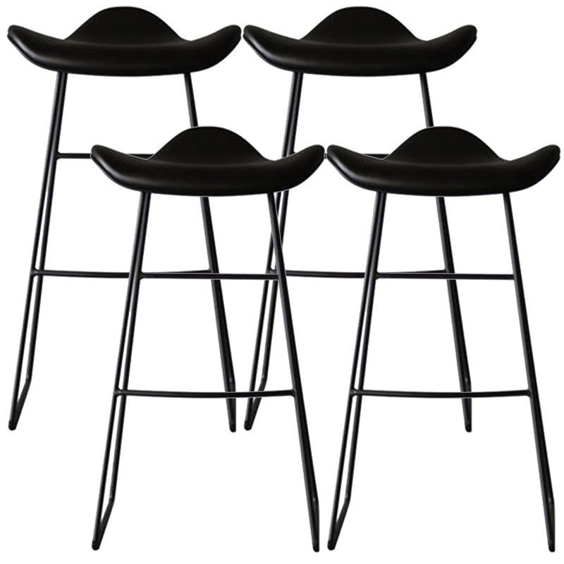 Black Iron Backless Quilted Barstool Industrial Indoor Tall Stool with Leather Seat Black Set of 4 Clearhalo 'Bar Furniture' 'Bar Stools' 'bar_stools' 'furniture_bar_stools' 'Kitchen & Dining Furniture' 'kitchen&dining_furn' 'kitchen' 'kitchen_furn' Furniture' 4182190