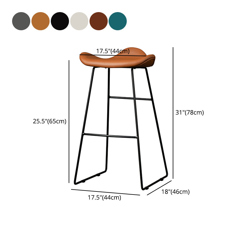 Black Iron Backless Quilted Barstool Industrial Indoor Tall Stool with Leather Seat Clearhalo 'Bar Furniture' 'Bar Stools' 'bar_stools' 'furniture_bar_stools' 'Kitchen & Dining Furniture' 'kitchen&dining_furn' 'kitchen' 'kitchen_furn' Furniture' 4182191